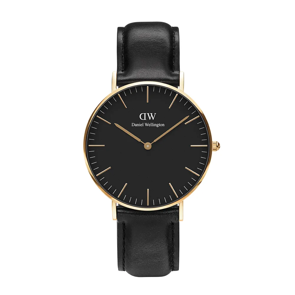 【Daniel Wellington】DW 手錶 Classic Sheffield 36mm爵士黑真皮皮革錶(三色 DW00100139)