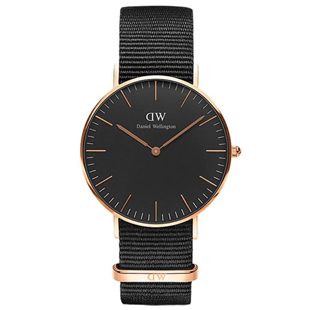 【Daniel Wellington】DW 手錶 Classic Cornwall 36mm寂靜黑織紋錶(DW00100150)