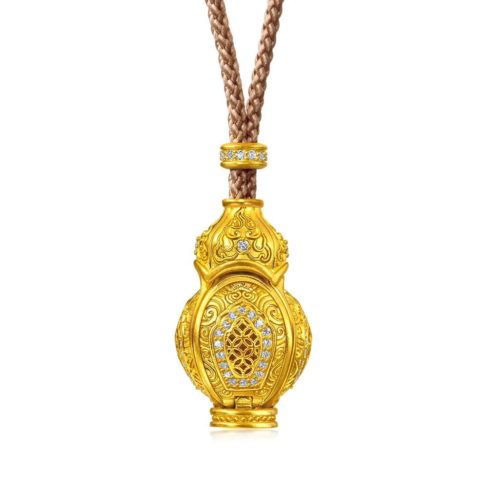 【點睛品】花開見財 鑽石黃金項鍊