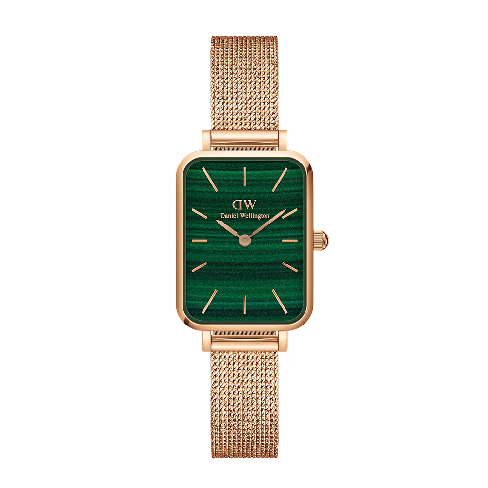 【Daniel Wellington】DW 手錶 Quadro Melrose 20x26mm麥穗式金屬編織小方錶 伯朗大道綠(兩色 DW00100437)