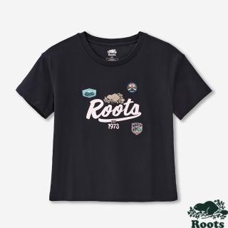【Roots】女裝-ROOTS PATCHES 短袖上衣 (黑色)