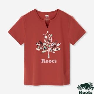 【Roots】女裝-ROOTS MAPLE LEAF 短袖上衣 (峽谷紅)