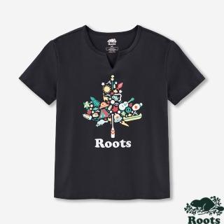 【Roots】女裝-ROOTS MAPLE LEAF 短袖上衣 (黑色)