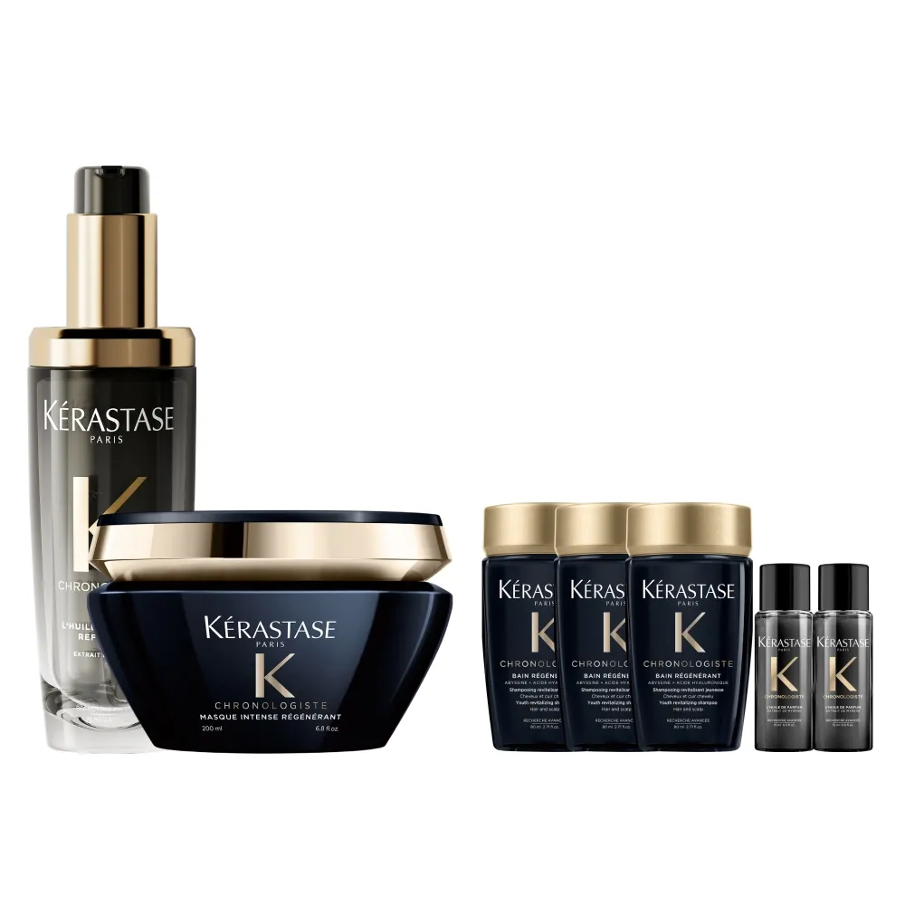 【KERASTASE 巴黎卡詩】黑鑽極萃逆時寵奢組(髮油+髮膜/新升級/護髮油)