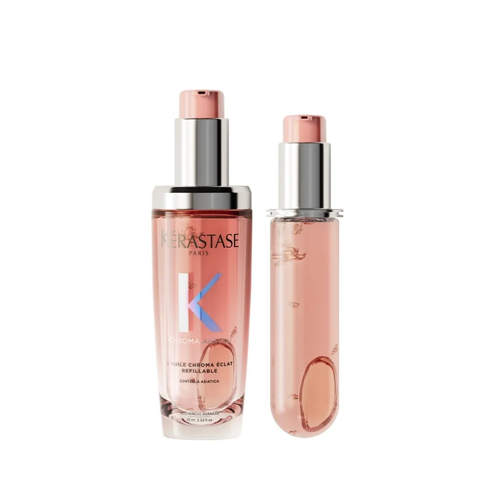 【KERASTASE 巴黎卡詩】恆彩重生水漾光持色露75ml+填裝瓶75ml(護色/持色/護髮油)