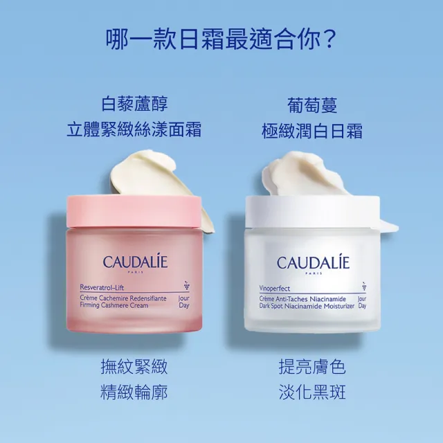 【CAUDALIE 歐緹麗】葡萄蔓極緻潤白日霜 50ml(角鯊烷/菸鹼醯胺/退散蠟黃/新舊包裝隨機出貨)