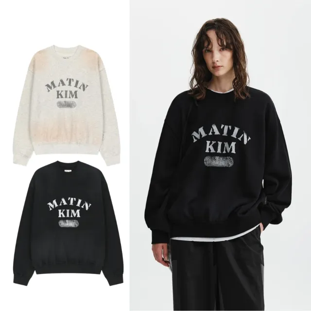 【MATIN KIM】官方旗艦 復古噴染LOGO大學T(多款任選)