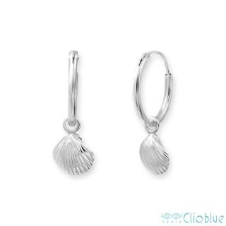 【CLIO BLUE】貝殼純銀耳環 C圈耳環925純銀 小魚情人魚 雙魚(法國巴黎品牌/925純銀)