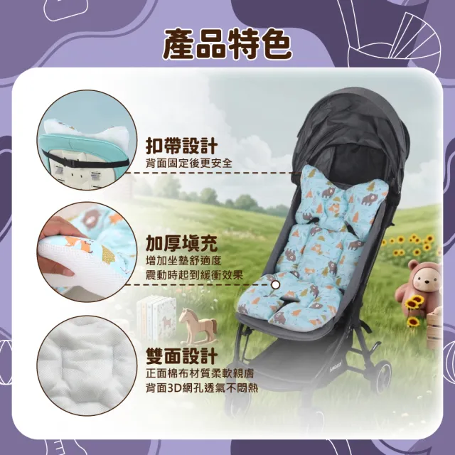 【OhBabyLuxury】韓版兩用推車坐墊(推車配件/推車坐墊/提籃/嬰兒車/推車透氣墊/厚款坐墊)
