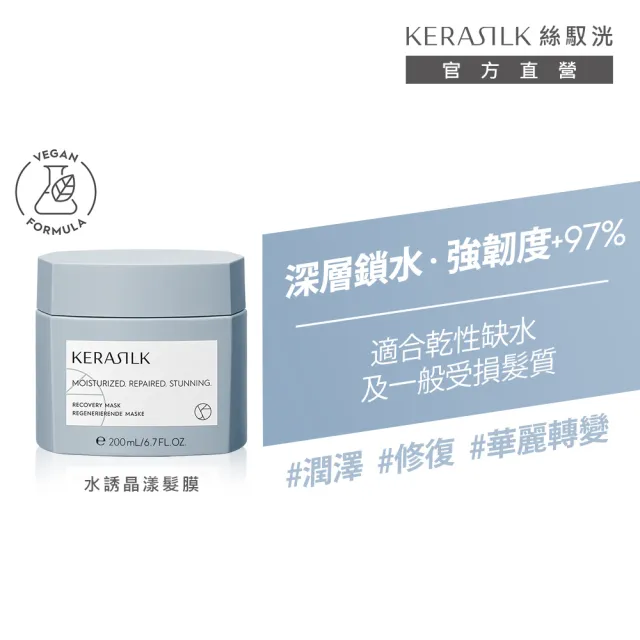 【KERASILK】高級柔順祕技組☆水誘晶漾髮膜200ml+質順柔緻髮膜200ml(粗硬乾燥髮適用/修護補水/柔順抗毛躁)
