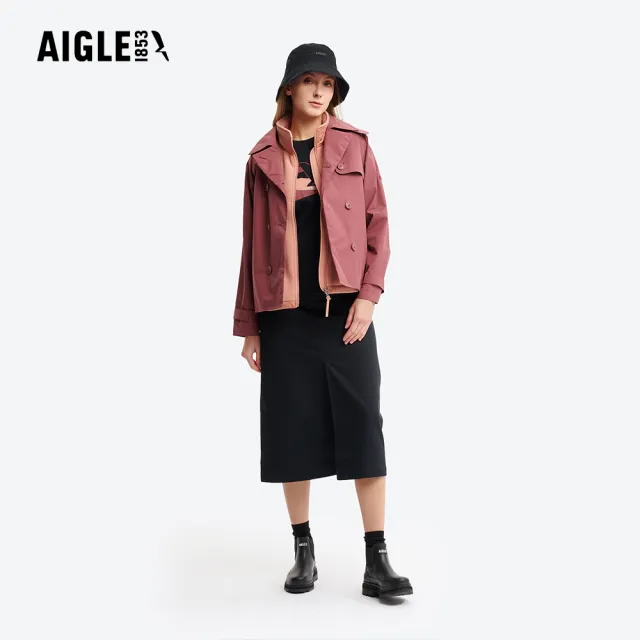 【AIGLE】女 GORE-TEX 防水短版風衣｜AG-5A202A023 酒紅 (女外套 防水透氣外套 防風外套 Goretex 風衣)