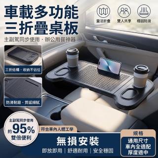YISO易搜 車用桌板 汽車桌板 車用餐桌 車內電腦桌 三折摺疊 簡易安裝(防滑耐磨/防水防磕/好清洗)