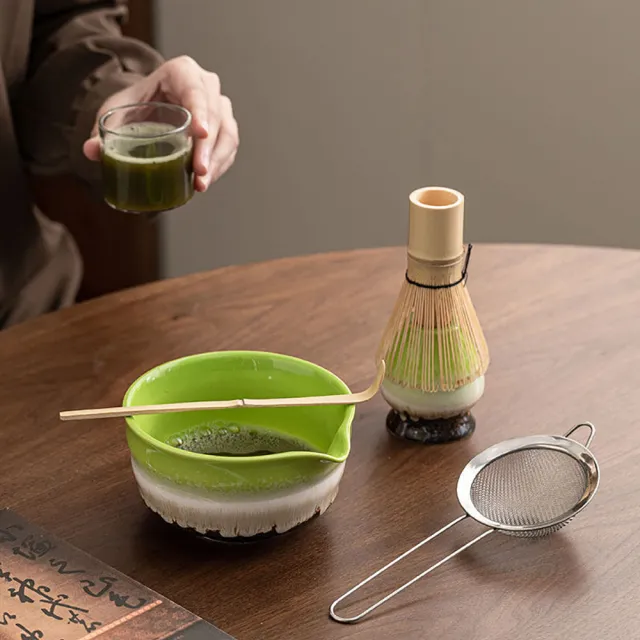 【FONMOST】抹茶茶具組五件套 抹茶茶道組 茶筅組 抹茶碗 茶筅 茶匙 茶篩 抹茶工具組 茶具組 抹茶沖泡