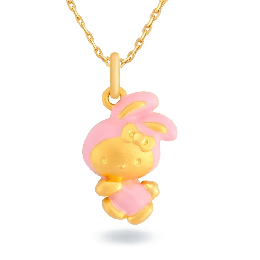 【Just Gold 鎮金店】Hello Kitty 十二生肖-百變Cutie-兔 黃金吊墜(不含鍊)