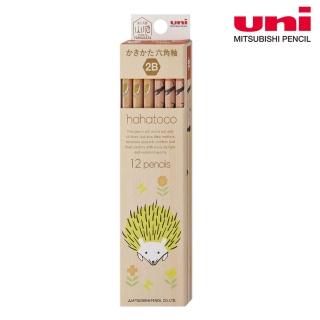 【UNI】hahatoco 六角原木抗污動物鉛筆 2B (打裝12入)