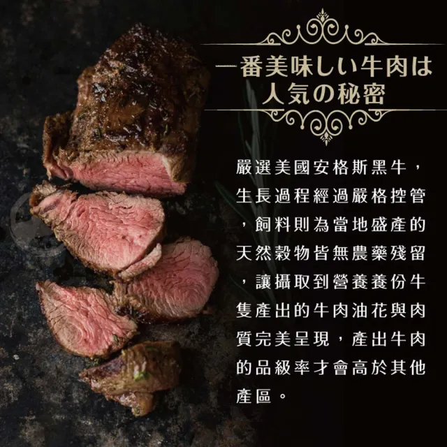 【勝崎生鮮】美國安格斯黑牛濕式熟成小菲力牛排-原塊厚切2包組(290公克±10% / 1條)