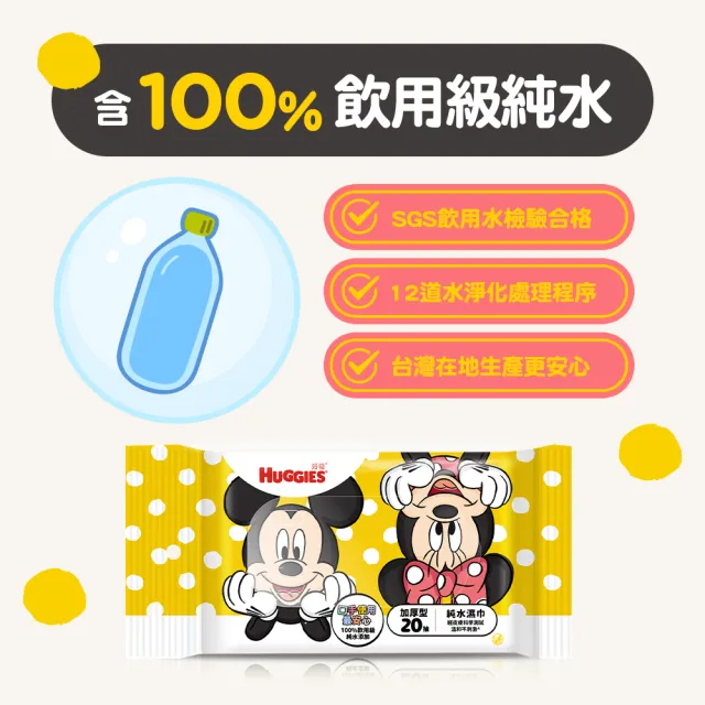 【HUGGIES 好奇】純水濕巾迪士尼厚型70抽X18包/箱(新米奇米妮/玩具總動員)
