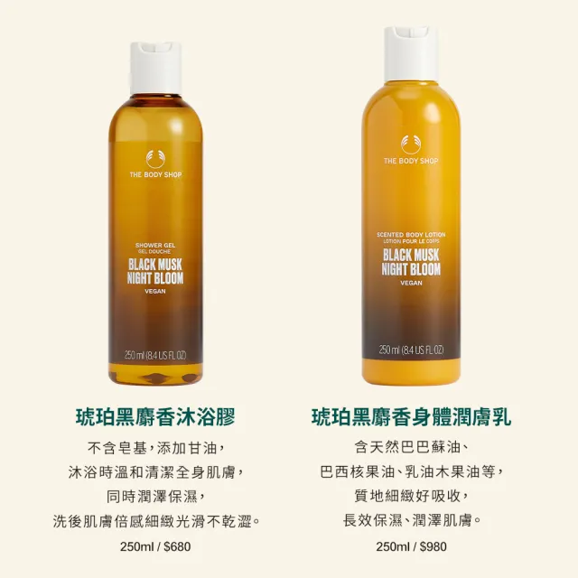 【THE BODY SHOP 美體小舖】琥珀黑麝香沐浴膠-250ML(沐浴乳/香氛沐浴)