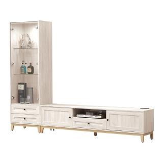 【BODEN】MIT台灣製 | 妮塔8尺L型電視櫃組合(2尺玻璃門展示櫃+6尺長櫃)