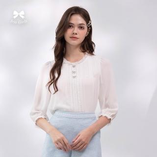 【Iris Girls 艾莉詩】蝴蝶鑽飾雪紡上衣-2色(61103)