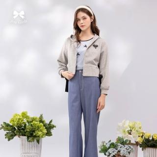 【Iris Girls 艾莉詩】質感單寧闊腿長褲-藍色(61302)