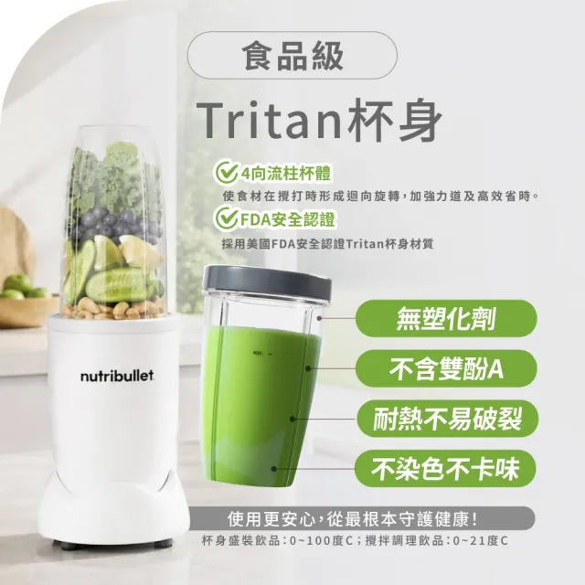 【nutribullet 紐粹樂】900瓦Pro強效營養瞬萃果汁機NB-201(薄荷綠/登記送珂珂透洗碗精)