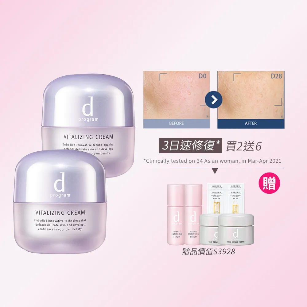 【d program 敏感話題】賦活抗老乳霜加倍組(45gx2/敏弱肌/敏感肌)