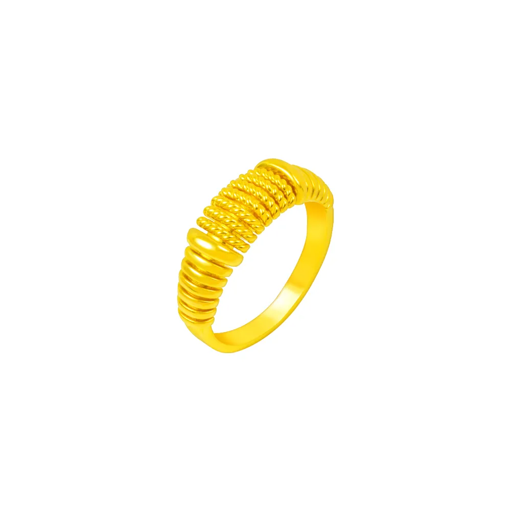 【Just Gold 鎮金店】真我時尚-螺紋 黃金戒指 (網路限定)