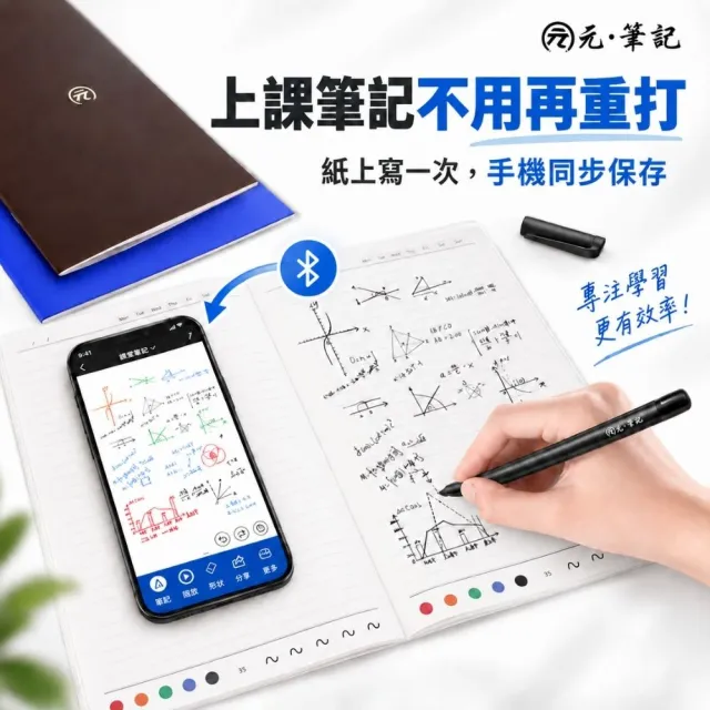 【元筆記】A4智慧筆記套裝|上課手寫同步手機|智慧筆＋A4筆記本3本