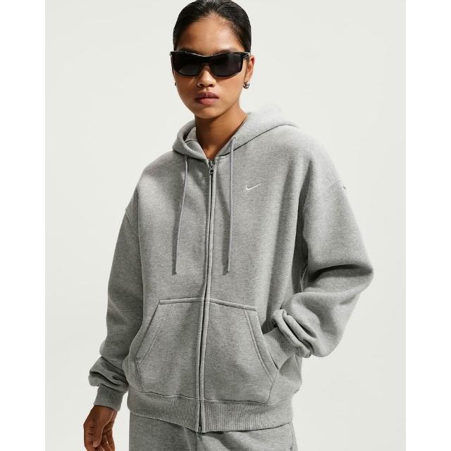 【NIKE 耐吉】連帽外套 女 AS W NK STDO FLC MW OS FZ HDY 運動 休閒 夾克 外套 Karina同款 灰 (IM8085063)
