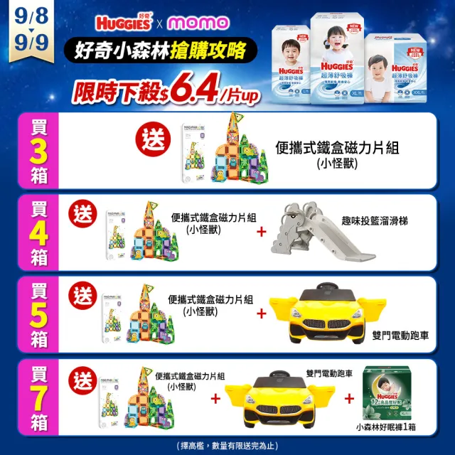 【HUGGIES 好奇】超薄舒吸褲/褲型尿布/褲型紙尿褲 L-XXL(紙尿褲/尿布/箱)