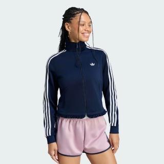 【adidas 愛迪達】FIREBIRD 運動外套 LG4309 女款ORIGINALS經典休閒夾克 領口下擺細褶荷葉邊設計 藍色