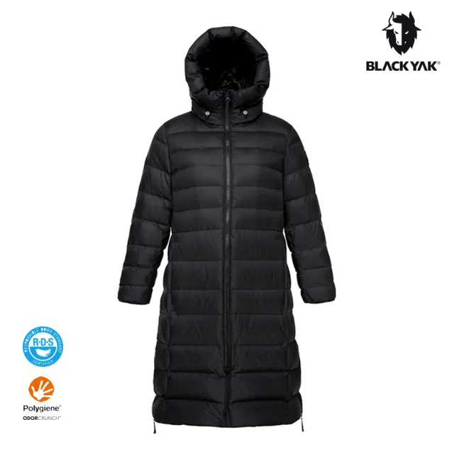 【BLACKYAK】女 PANI輕量長版羽絨外套[黑色]BYEB2WJ906(秋冬 POLYGIENE 人道鵝絨 女長版外套)