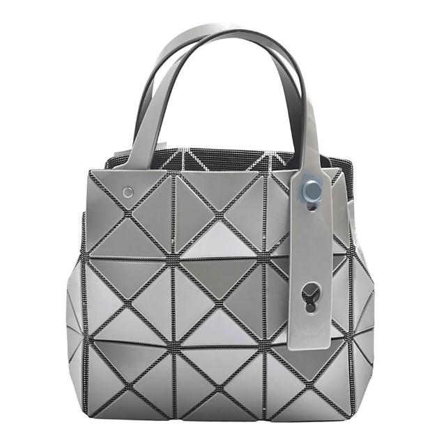 【ISSEY MIYAKE 三宅一生】BAOBAO CARAT系列 3X3亮面手提包(珍珠灰)