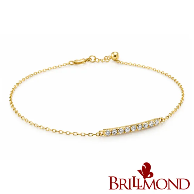 【BRILLMOND】9K黃金 輕珠寶 10分 天然鑽石手鍊