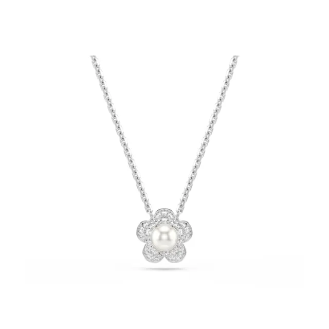 【SWAROVSKI 施華洛世奇】官方直營 Ariana Grande x Swarovski 花朵水晶珍珠套裝 鍍白金色 |5749180