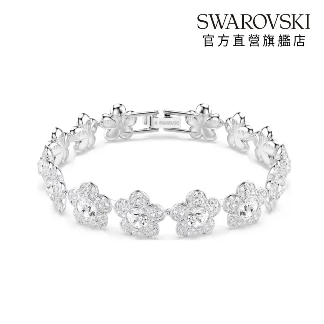 【SWAROVSKI 施華洛世奇】官方直營 Ariana Grande x Swarovski 花朵手鏈 鍍白金色 | 5749182 新品