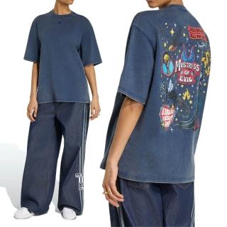 【adidas 愛迪達】Disney Villains Tee 女款 藍色 迪士尼反派 印花 寬鬆 水洗 T恤 短袖 KS4185
