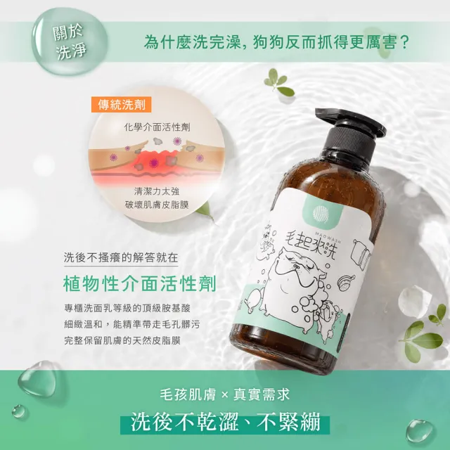 【MAOUP 毛起來】草本養護 癢癢退散寵物洗毛精 汪汪專用500ml 3罐組(狗洗毛精 狗沐浴乳)