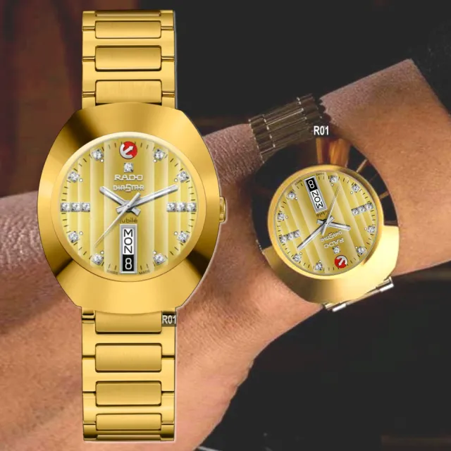 【Rado 雷達表】獨賣真鑽款 Original DiaStar 鑽星創始型機械腕錶35㎜-金色15鑽 R01(R12413703)