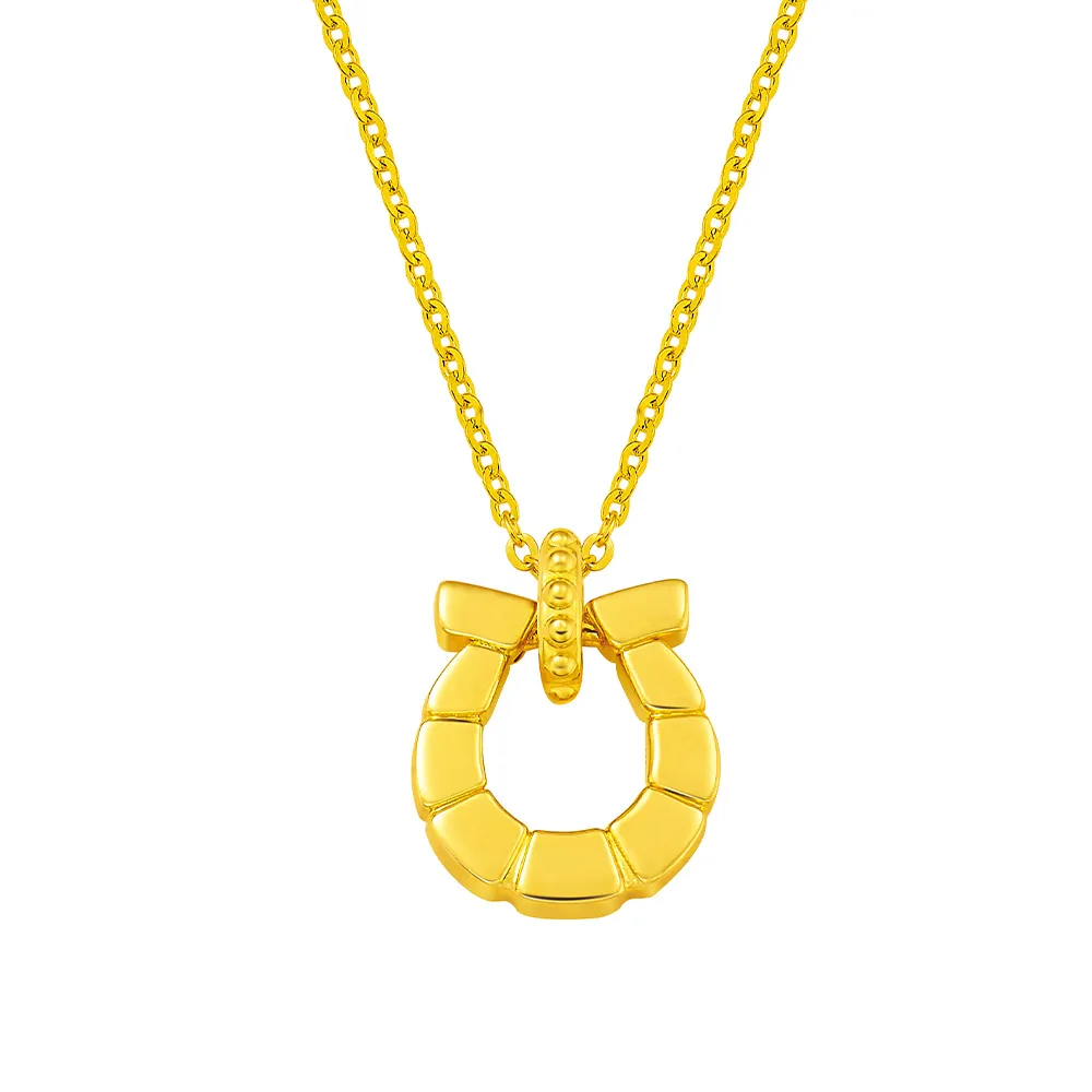 【Just Gold 鎮金店】金緻馬銜 黃金吊墜(不含鍊)