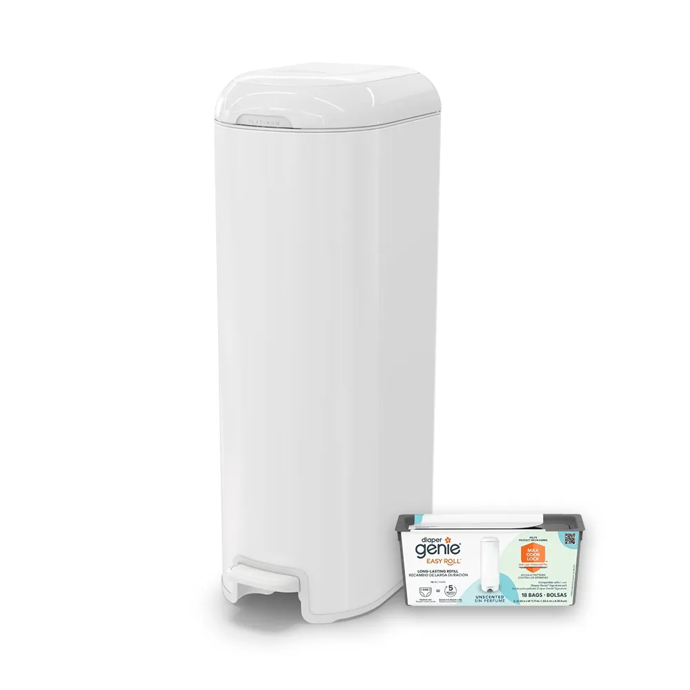 【Diaper Genie】加拿大 Diaper Genie 不鏽鋼 EZ 雙重鎖臭尿布處理器 易撕袋型(嬰兒尿布桶 尿布垃圾桶)