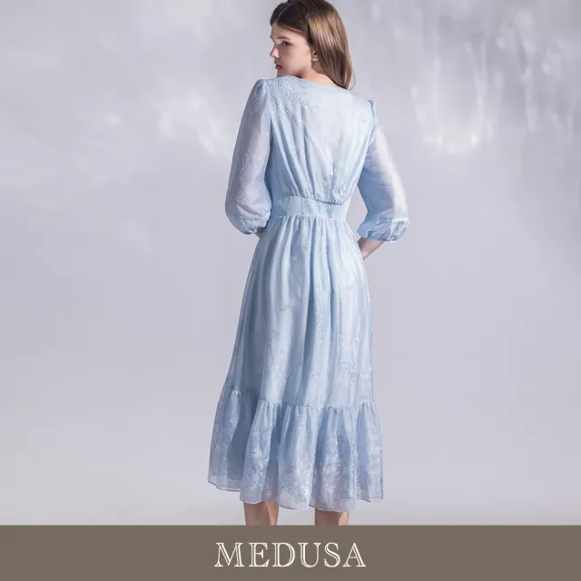 【MEDUSA 曼度莎】現貨-鈴蘭絮語 宮廷泡泡袖收腰洋裝（M-XL）｜洋裝推薦 小洋裝 約會穿搭