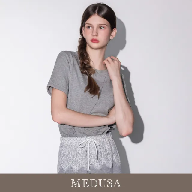 【MEDUSA 曼度莎】現貨-MEDUSA 貓咪切接休閒T恤 - 2色（M-XL）｜女短T恤 休閒穿搭 女上衣