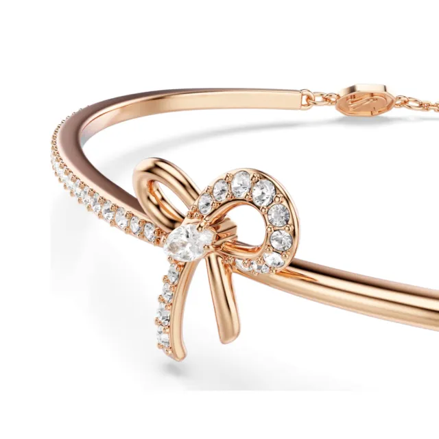 【SWAROVSKI 施華洛世奇】官方直營 Hyperbola 蝴蝶結手鐲 鍍玫瑰金色 千金風天花板 | 5753330 新品
