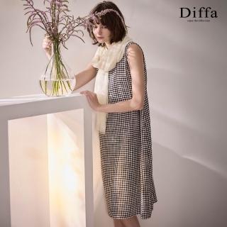 【Diffa】黑白格無袖連身洋裝-女