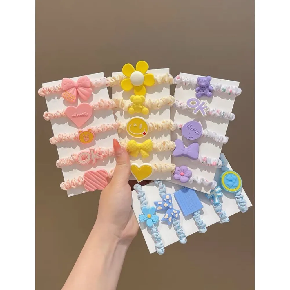 【安朵童舖】現貨韓版兒童卡通大腸圈女童女寶髮圈可愛髮圈髮飾頭飾五入組(8)
