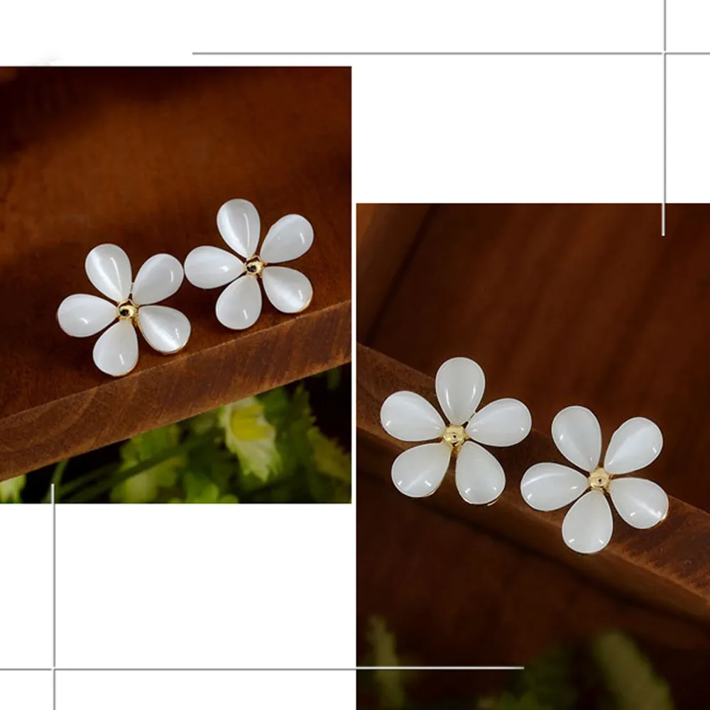 【伊飾童話】粉貓眼石＊雛菊花朵耳環
