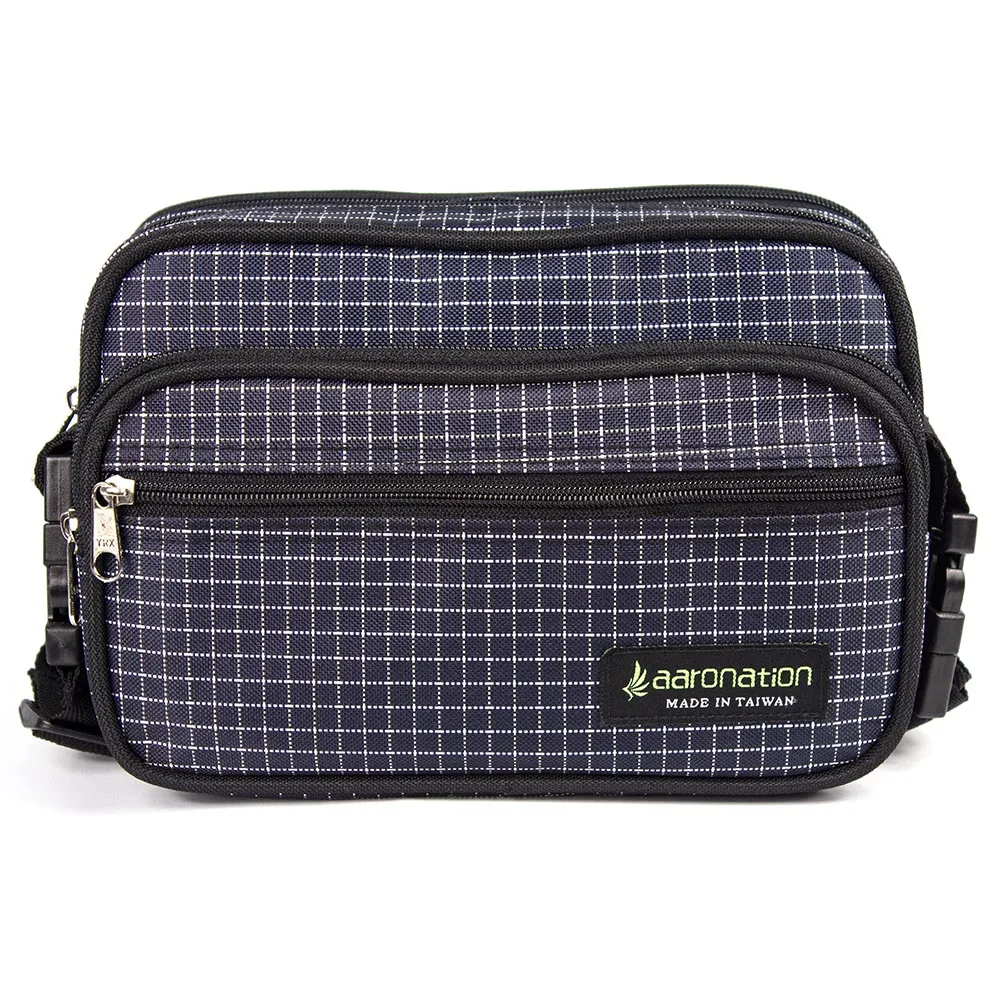 【Aaronation 愛倫國度】-肩背/腰繫兩用包  台灣製造(AN-1818-藍白)