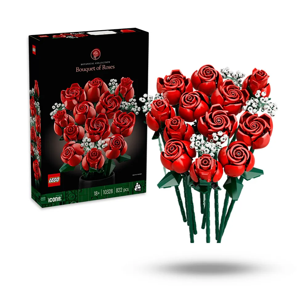 【LEGO 樂高】Botanicals 10328 玫瑰花束(情人節禮物 永生花 居家裝飾 室內植物 禮物 玩具 積木 送禮推薦)